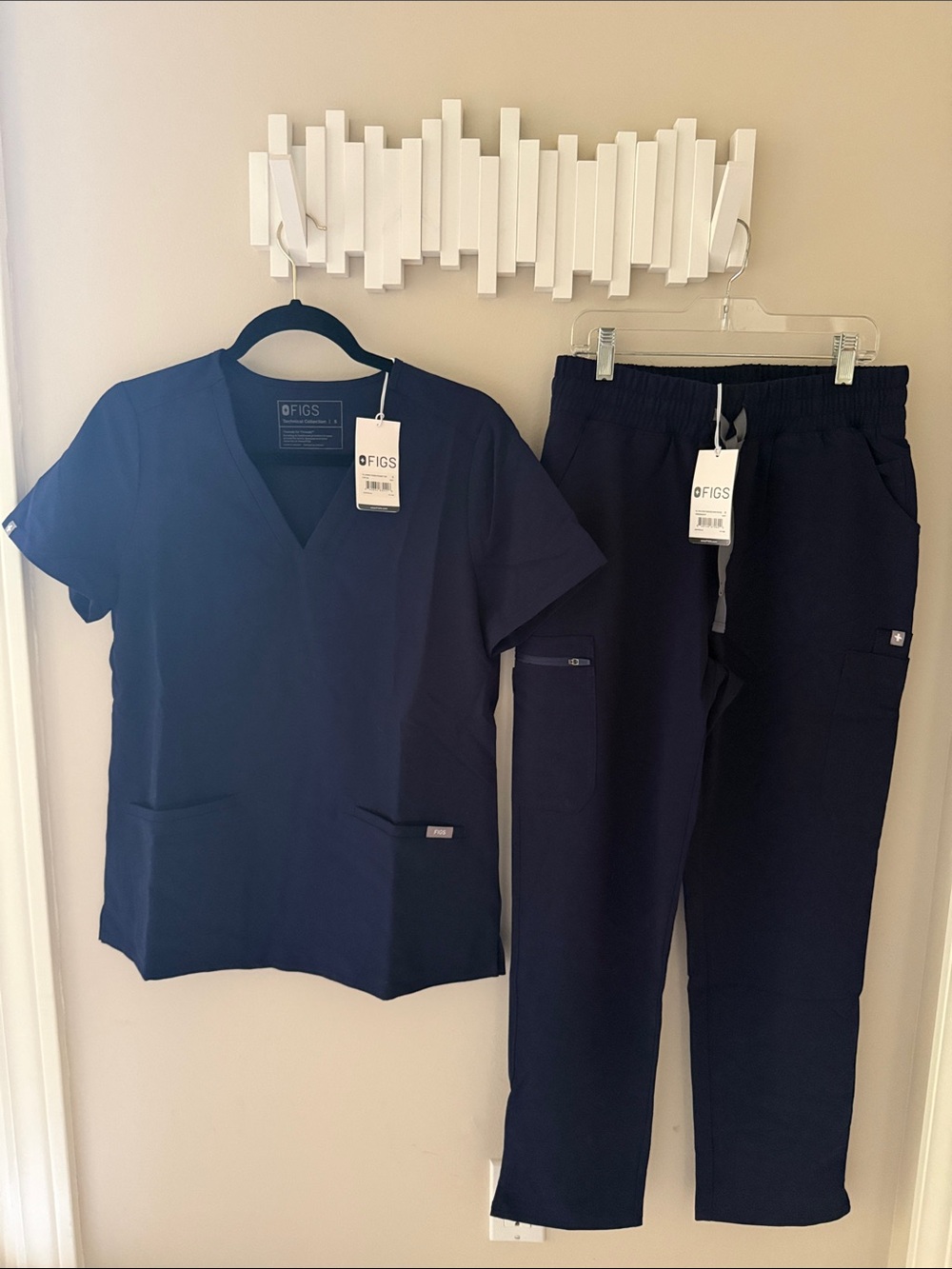 FIGS Navy Blue Casma S Top Yola Straight Leg Pants S Petite Set NWT